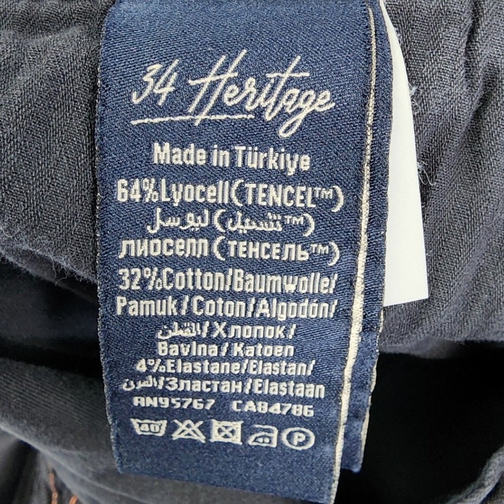 34 Heritage Black Nevada Chino Shorts Mens 40 Luxury Tencel Blend Casual Summer - Picture 6 of 11